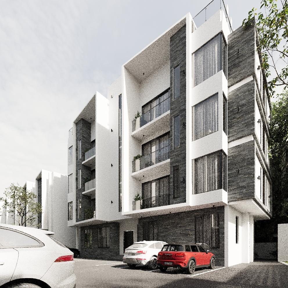 Stone and white facade of the Havilah development